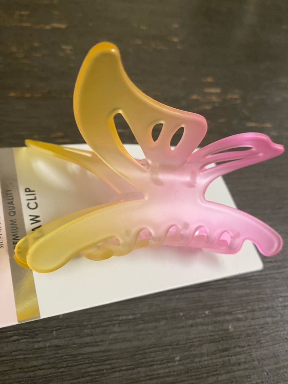 Butterfly Ombre Hair Claw Clip - Pink & Yellow - Picture 3 of 4